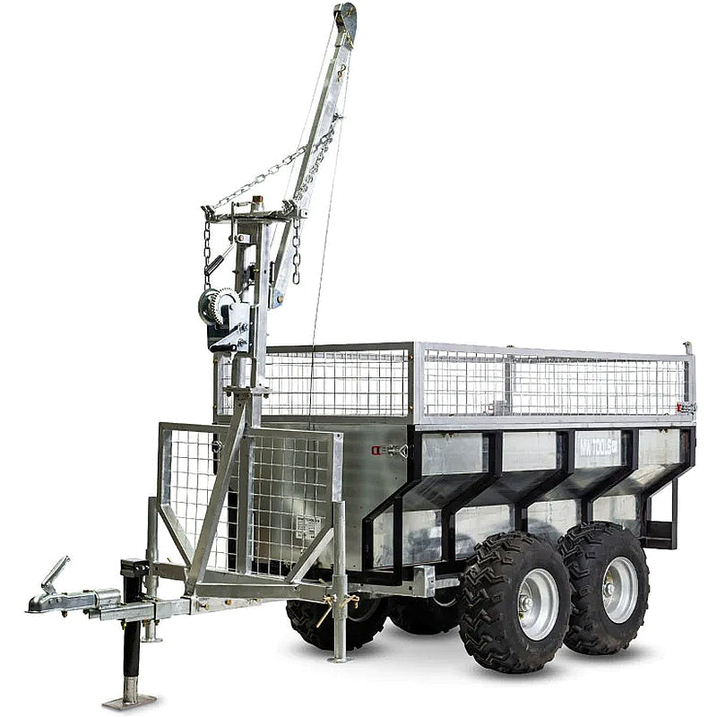 bd696b21efd06a8f9bbd9eb982b8d2f7 Remolque basculante 1000 kg con grúa y caja galvanizada - Imagen 1